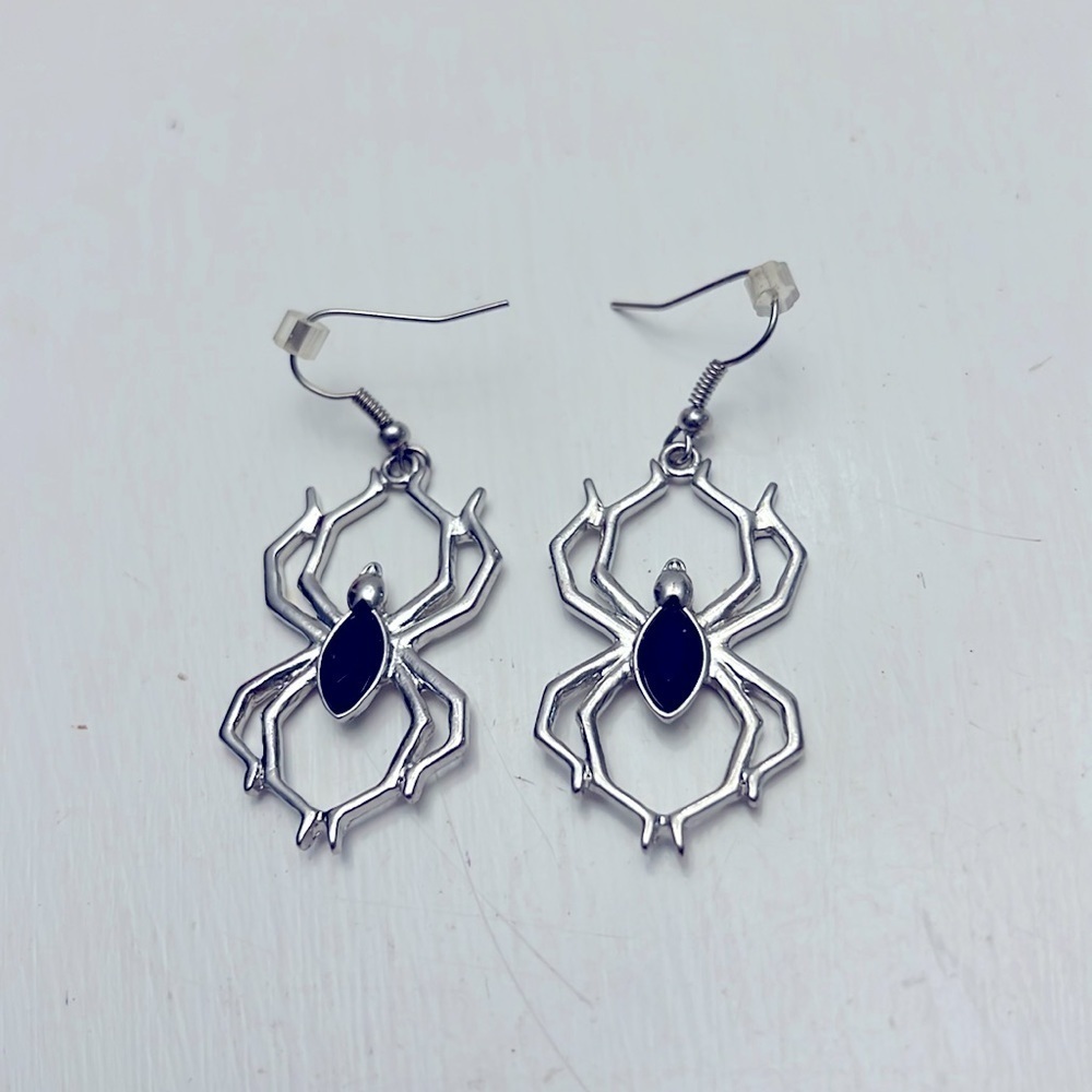 Vintage Black Widow Spider Pierced Earrings